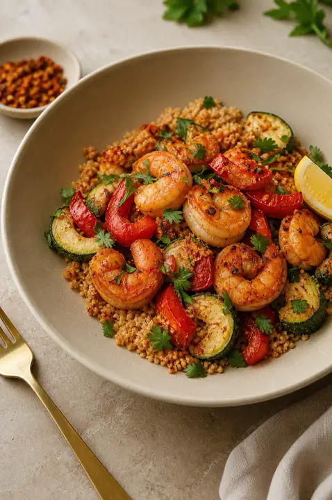 Harissa prawn couscous bowl