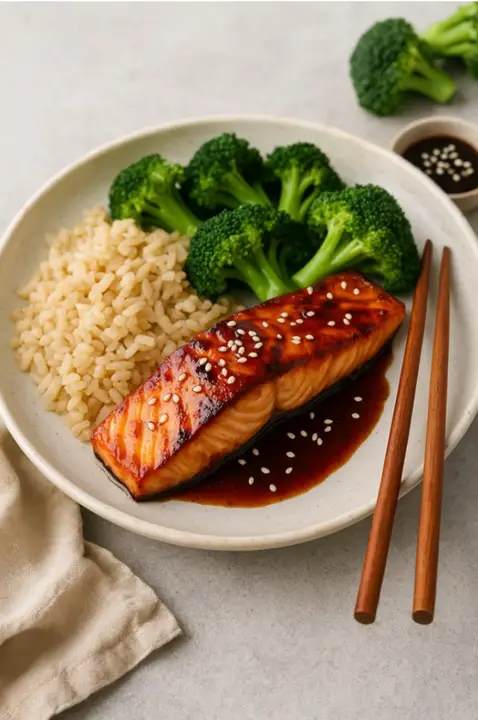 Teriyaki salmon with broccoli